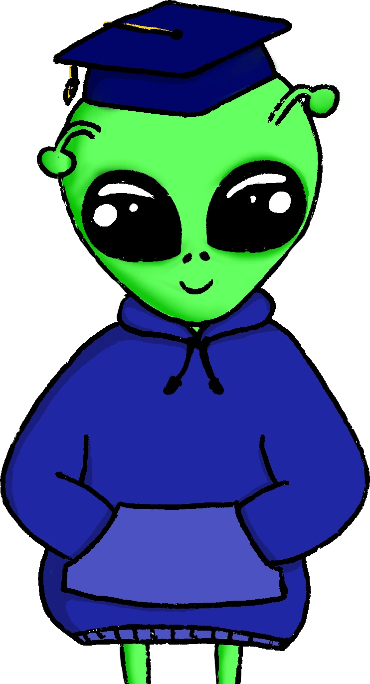 Alien med studenterhue